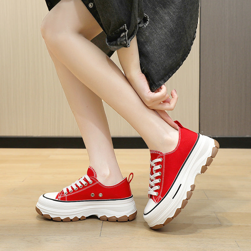 New Arrival Classic Canvas Shoes Versatile Sneakers Thick-Soled Height-Enhancing Student Shoes Korean-Style Popular Women's Shoes