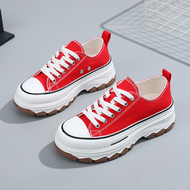 New Arrival Classic Canvas Shoes Versatile Sneakers Thick-Soled Height-Enhancing Student Shoes Korean-Style Popular Women's Shoes