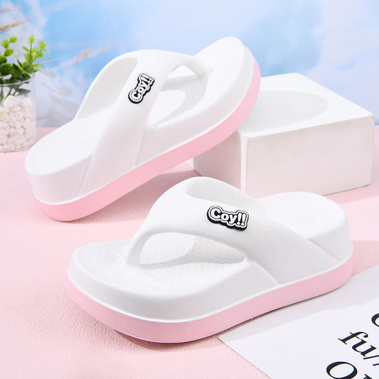 Beach Shoes Summer Sandals EVA Thick-Soled Heightened Color Matching Flip-Flops Outdoor High-end Non-slip Women's Slippers