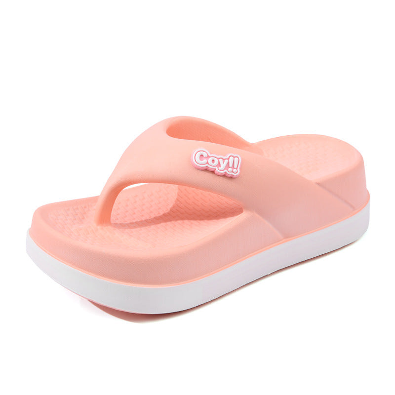 Beach Shoes Summer Sandals EVA Thick-Soled Heightened Color Matching Flip-Flops Outdoor High-end Non-slip Women's Slippers