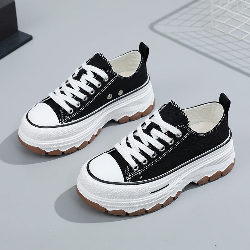 New Arrival Classic Canvas Shoes Versatile Sneakers Thick-Soled Height-Enhancing Student Shoes Korean-Style Popular Women's Shoes