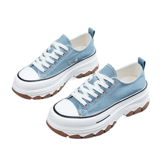 New Arrival Classic Canvas Shoes Versatile Sneakers Thick-Soled Height-Enhancing Student Shoes Korean-Style Popular Women's Shoes